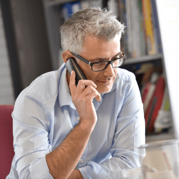 Man on phone providing expert customer service
